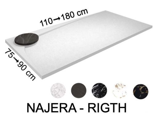Receveur de douche Design, evacuation angle droit, recoupable - NAJERA DROITE 120