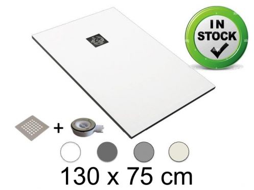 Receveur de douche recoupable 130x75 cm Resine Extra Plat EcoStone