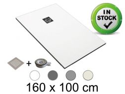 Receveur de douche recoupable 160x100 cm Resine Extra Plat EcoStone