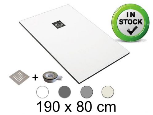 Receveur de douche, 190x80 cm, resine finition Pizarra, recoupable - CHIVA 80x190