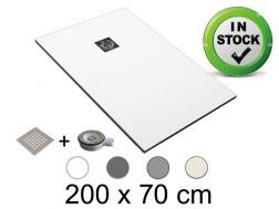 Receveur de douche, 200x70 cm, resine finition Pizarra, recoupable - CHIVA 70x200
