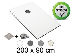 Receveur de douche recoupable 200x90 cm Resine Extra Plat EcoStone