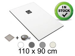 Receveur de douche recoupable 110x90 cm Resine Extra Plat EcoStone