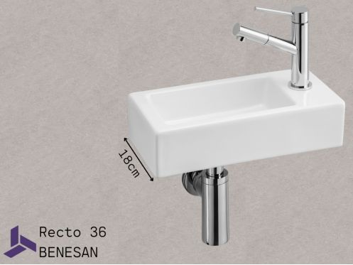 Lave mains Ceramique suspendue | Recto 36 Benesan
