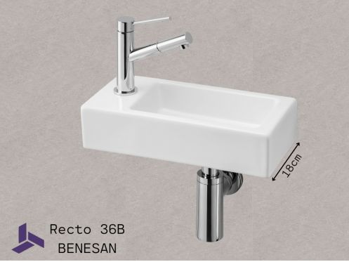 Lave mains Ceramique suspendue | Recto 36-B Benesan