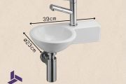 Lave mains rond ceramique suspendu 23x39 cm| BONN 23 DROITE