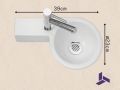 Lave mains rond ceramique suspendu 23x39 cm | BONN 23 GAUCHE