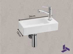 Suspenderet keramisk hÃ¥ndvask 36x18cm | FRANCFORT 36 DROITE