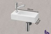 Lave mains Ceramique suspendue 36x18cm| FRANCFORT 36 GAUCHE