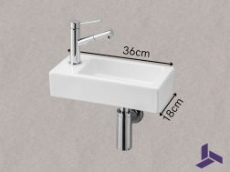 Suspenderet keramisk hÃ¥ndvask 36x18cm | FRANCFORT 36 GAUCHE