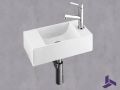 Lave-mains design 40x18 cm suspendu resine blanche | HAMBOURG 40 DROITE