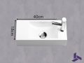 Lave-mains design 40x18 cm suspendu resine blanche | HAMBOURG 40 DROITE