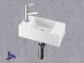 Lave-mains design 40x18 cm suspendu resine blanche | HAMBOURG 40 GAUCHE