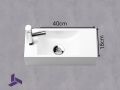 Lave-mains design 40x18 cm suspendu resine blanche | HAMBOURG 40 GAUCHE