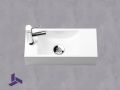 Lave-mains design 40x18 cm suspendu resine blanche | HAMBOURG 40 GAUCHE
