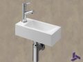 Lave-mains ultra-compact 32x15 cm rsine minrale blanc | BERLIN 32 GAUCHE