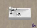 Lave-mains ultra-compact 32x15 cm rsine minrale blanc | BERLIN 32 GAUCHE