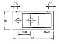 Lave-mains ultra-compact 32x15 cm rsine minrale blanc | BERLIN 32 GAUCHE