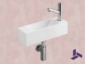 Lave-mains suspendu 42x14,5 cm en rsine blanche, Ultra-compact | MUNICH 42 DROIT