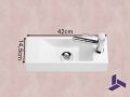 Lave-mains suspendu 42x14,5 cm en rsine blanche, Ultra-compact | MUNICH 42 DROIT