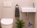 Lave-mains suspendu 42x14,5 cm en rsine blanche, Ultra-compact | MUNICH 42 DROIT