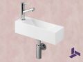 Lave-mains suspendu 42x14,5 cm en rsine blanche, Ultra-compact | MUNICH 42 GAUCHE