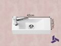 Lave-mains suspendu 42x14,5 cm en rsine blanche, Ultra-compact | MUNICH 42 GAUCHE