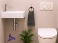 Lave-mains suspendu 42x14,5 cm en rsine blanche, Ultra-compact | MUNICH 42 GAUCHE