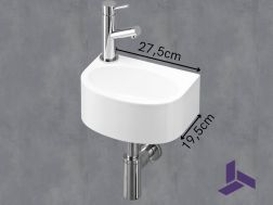 Lave-mains suspendu compact 27,5x19,5 cm | BREME 28 GAUCHE