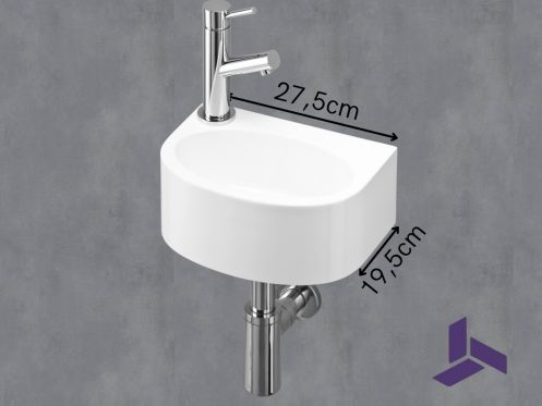Lave-mains suspendu compact 27,5x19,5 cm | BREME 28 GAUCHE
