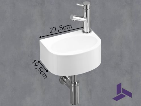 Lave-mains suspendu compact 27,5x19,5 cm | BREME 28 DROITE