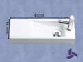 Lave-mains mural 48x16,5cm resine blanche design sans trop-plein | MUNICH 48 DROITE