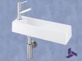 Lave-mains mural 48x16,5cm resine blanche ultra-troite sans trop-plein | MUNICH 48 GAUCHE