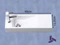 Lave-mains mural 48x16,5cm resine blanche ultra-troite sans trop-plein | MUNICH 48 GAUCHE
