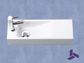Lave-mains mural 48x16,5cm resine blanche ultra-troite sans trop-plein | MUNICH 48 GAUCHE