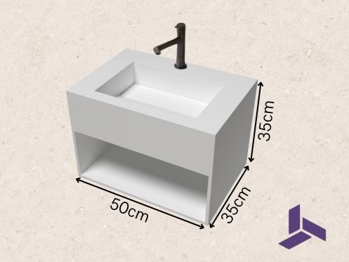 Lave-mains 35x50cm Solid Surface Mini vasque blanc mat design PETIT ARIANNE