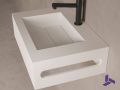Lave-mains Solid Surface 35x50cm, Blanc Mat avec porte-serviette MINI ARIANNE Standard