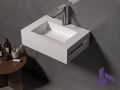Lave-mains Solid Surface 35x50cm, Blanc Mat avec porte-serviette MINI ARIANNE Standard