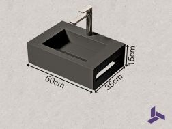 Lave-mains 35x50cm, Anthracite avec porte-serviette MINI ARIANNE Standard