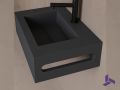 Lave-mains Solid Surface 35x50cm, Anthracite avec porte-serviette MINI ARIANNE Standard