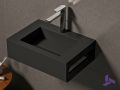Lave-mains Solid Surface 35x50cm, Anthracite avec porte-serviette MINI ARIANNE Standard
