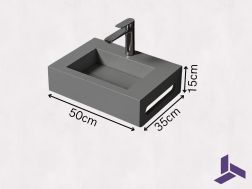 HÃ¥ndvask 35x50cm, Cemento, HÃ¥ndklÃ¦deholder MINI ARIANNE  STANDARD