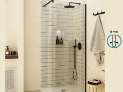 Paroi de douche a l'italienne fixe en verre de securite 8 mm DIJON NOIR