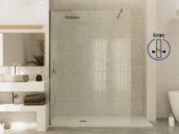 Paroi de douche a l'italienne fixe en verre de securite 6 mm DIJON Argent