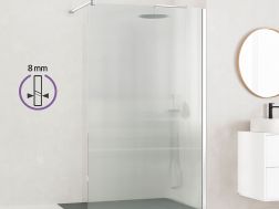 Paroi de douche a l'italienne fixe en verre de securite texture 8 mm DIJON WAVY  Argent