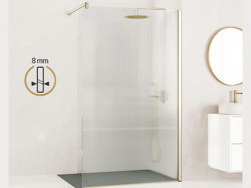 Paroi de douche a l'italienne fixe en verre de securite texture 8 mm DIJON WAVY OR