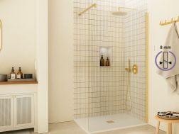 StaÅ‚a Å›cianka prysznicowa walk-in 8 mm szkÅ‚o DIJON zÅ‚oty