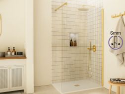 Fast walk-in brusevÃ¦g 6 mm sikkerhedsglas DIJON guld