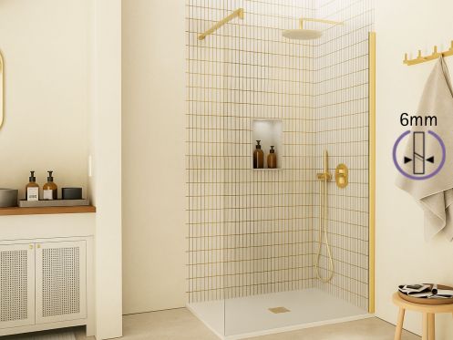 StaÅ‚a Å›cianka prysznicowa walk-in 6 mm szkÅ‚o DIJON zÅ‚oty