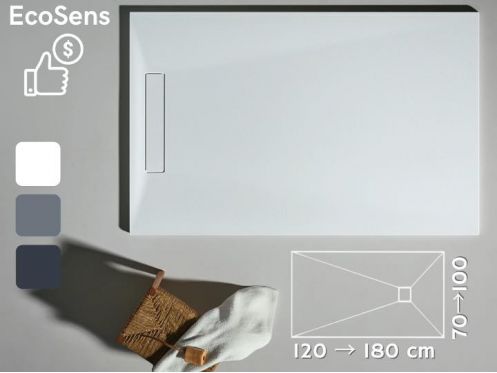 Receveur de douche, recoupable, resine extra plat - ECOSENSE